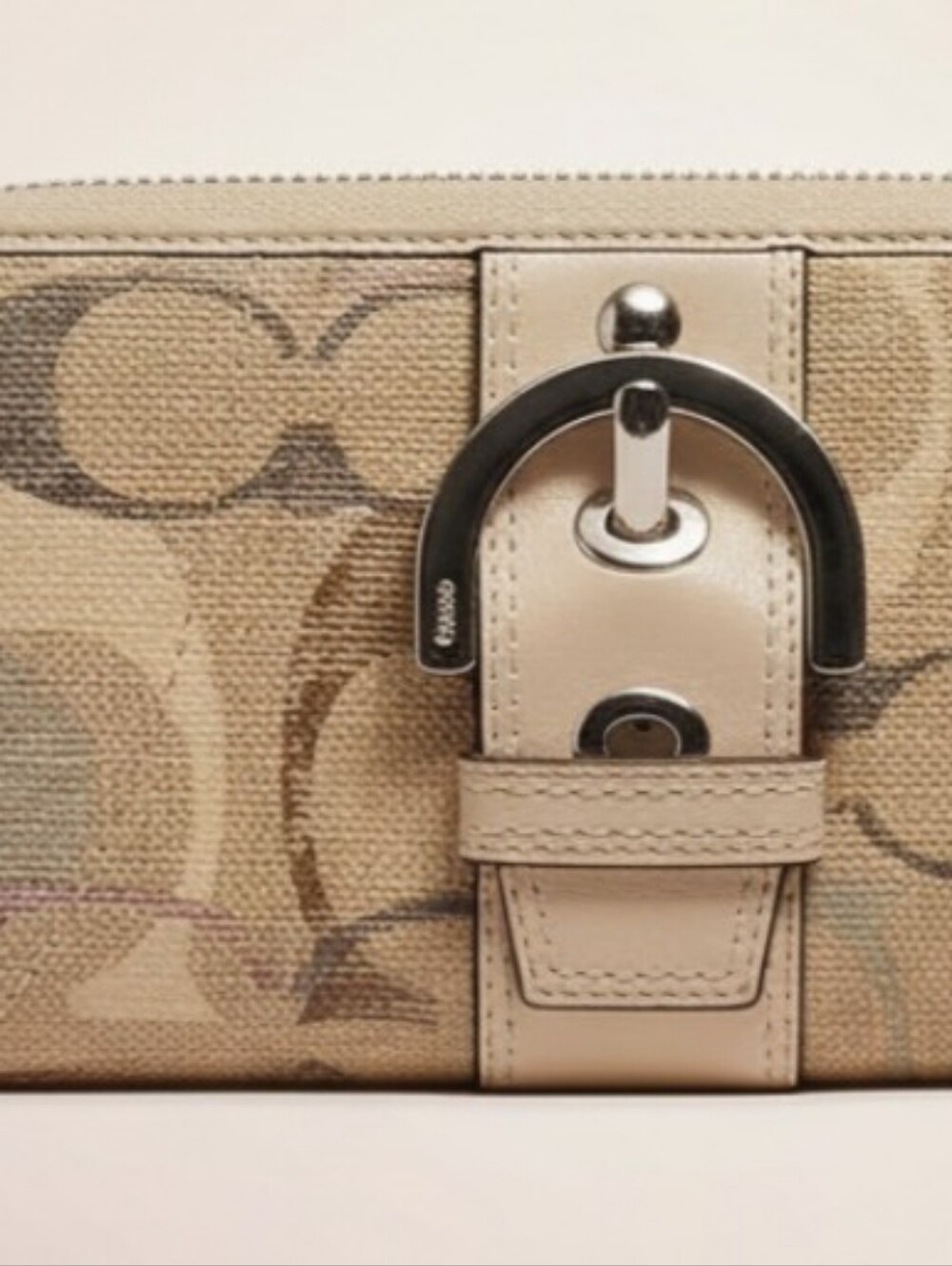 Coach Signature Canvas Wallet with Tan Leather Trim - Picture 2 of 11